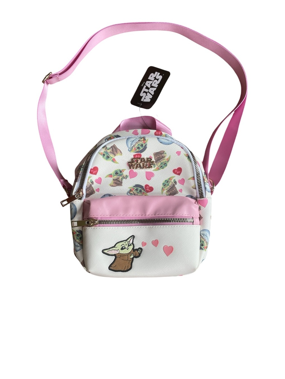 Star Wars Grogu Mini Crossbody Bag White Pink Bioworld NWT Baby Yoda